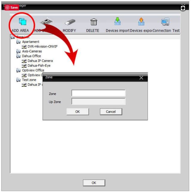 Adding area to the XMeye CMS Adding area to the XMeye CMS