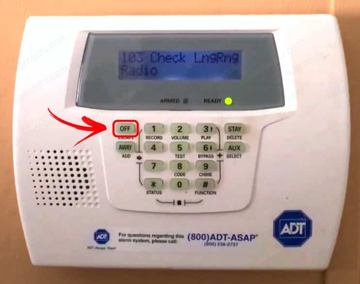 ADT Keypad Off button ADT Keypad Off button