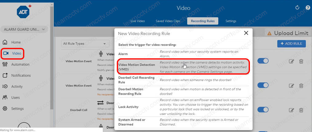ADT Video Motion Detection - VMD ADT Video Motion Detection - VMD