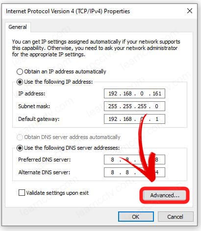 Advanced IP Settings Advanced IP Settings