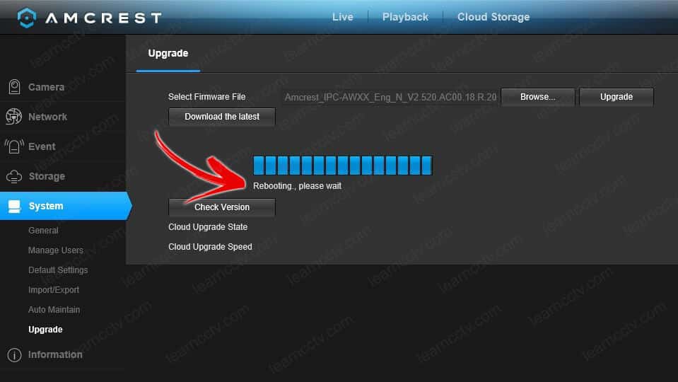 Amcrest Camera Web Interface Upgrading Message Amcrest Camera Web Interface Upgrading Message