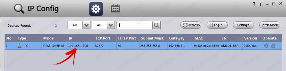Amcrest IP Config found the camera Amcrest IP Config found the camera