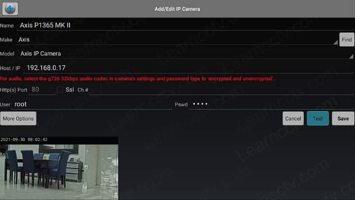 Axis camera working in the IP camera Viewer Axis camera working in the IP camera Viewer