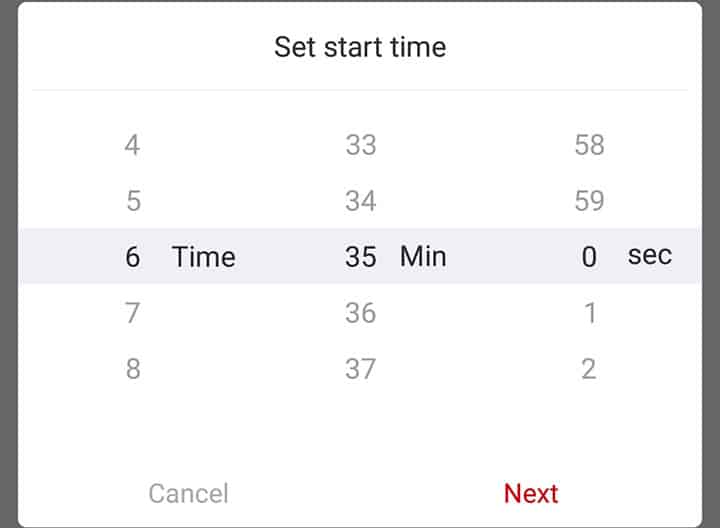 Backup start time Backup start time