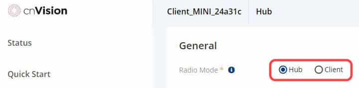 Hub or client mode Hub or client mode