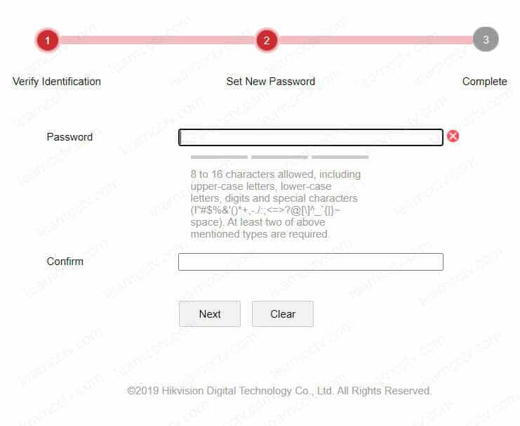 Create a new password for the Hikvsion camera Create a new password for the Hikvsion camera