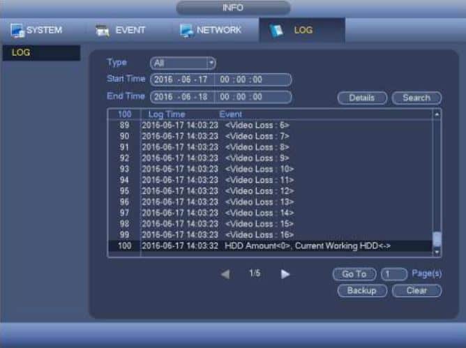 Dahua DVR log Dahua DVR log