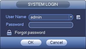 Dahua DVR login screen Dahua DVR login screen