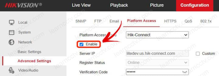 Hik-connect enabled on a Hikvision Camera Hik-connect enabled on a Hikvision Camera