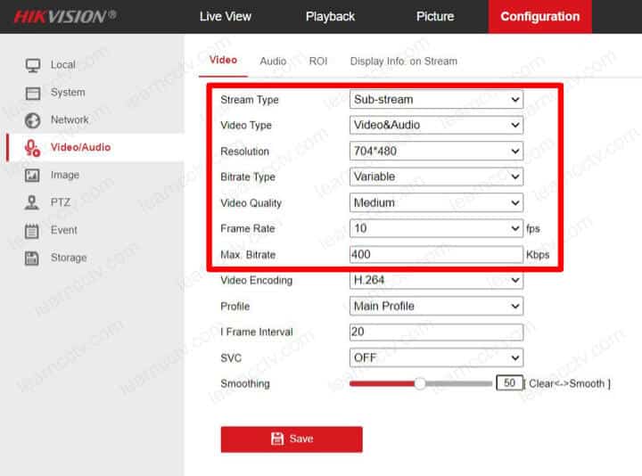 Hikvision camera substream adjustment Hikvision camera substream adjustment
