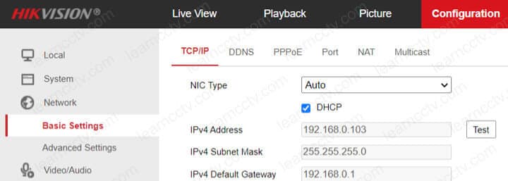 Hikvision Camera DHCP Menu Hikvision Camera DHCP Menu