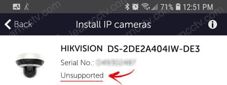 Hikvision camera model not supported by Videoloft Hikvision camera model not supported by Videoloft