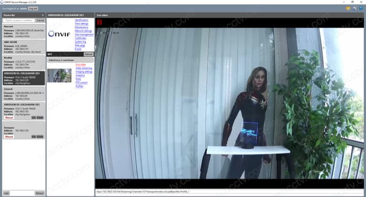 Hikvision Camera on the Onvif Device Manager Hikvision Camera on the Onvif Device Manager