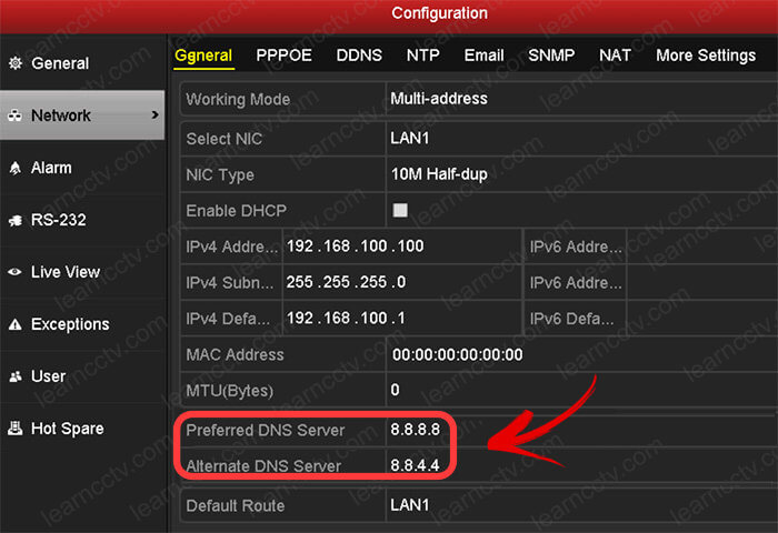 Hikvision DNS configuration