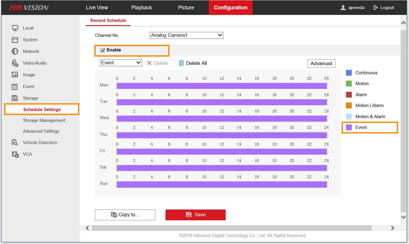 Hikvision DVR Configuration Schedule Settings Event Hikvision DVR Configuration Schedule Settings Event