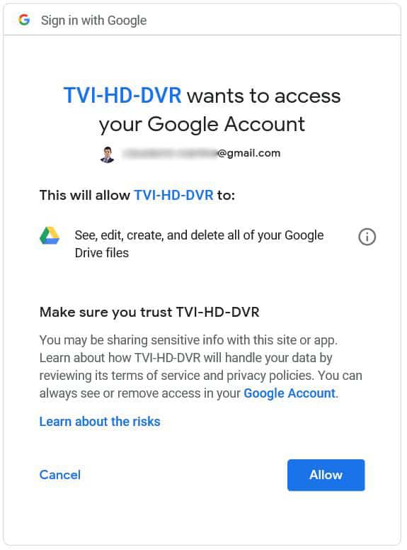 Hikvision DVR Configuration Storage Authorize Google Access Allow Hikvision DVR Configuration Storage Authorize Google Access Allow