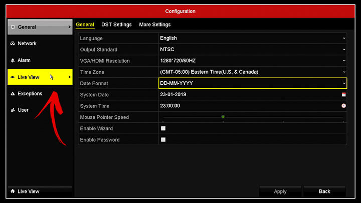 Hikvision DVR Live View Menu Hikvision DVR Live View Menu