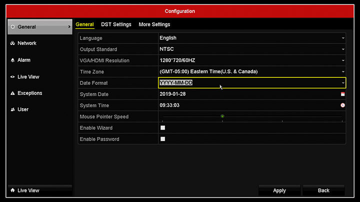 Hikvision DVR Main Menu Date and Time Hikvision DVR Main Menu Date and Time