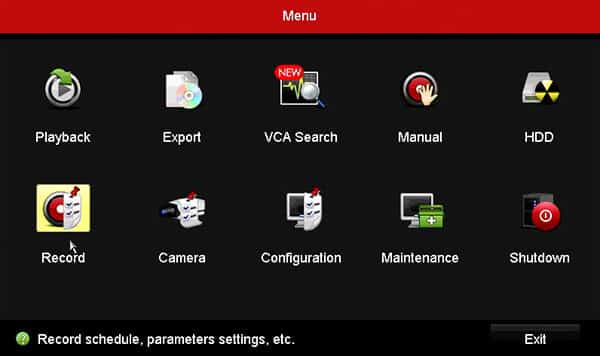 Hikvision DVR Main Menu Recording Hikvision DVR Main Menu Recording