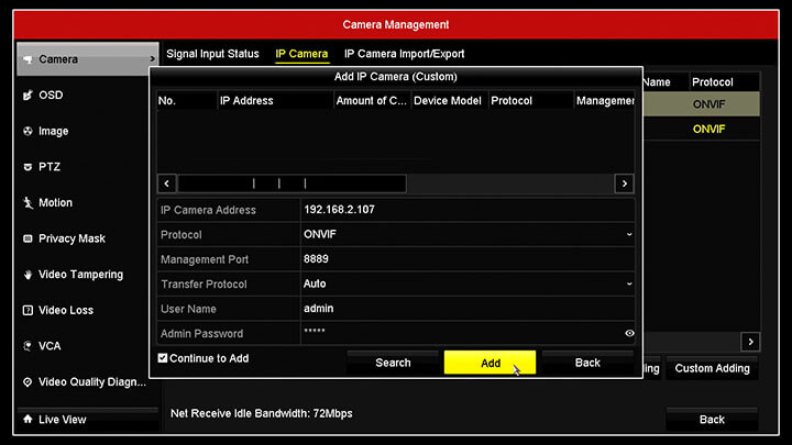 Hikvision DVR Menu Camera Management ONVIF Hikvision DVR Menu Camera Management ONVIF