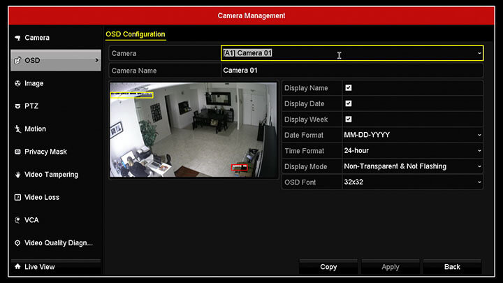 Hikvision DVR OSD menu Hikvision DVR OSD menu