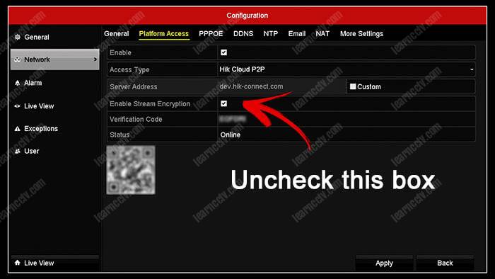 Hikvision-Error-8200-due-to-stream-encryption Error 8200 - Disable the Encryption