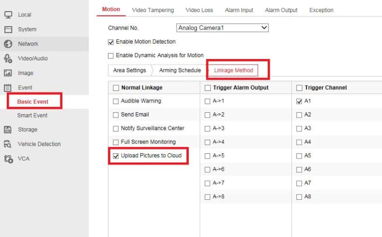 Hikvision linkage upload to the cloud Hikvision linkage upload to the cloud