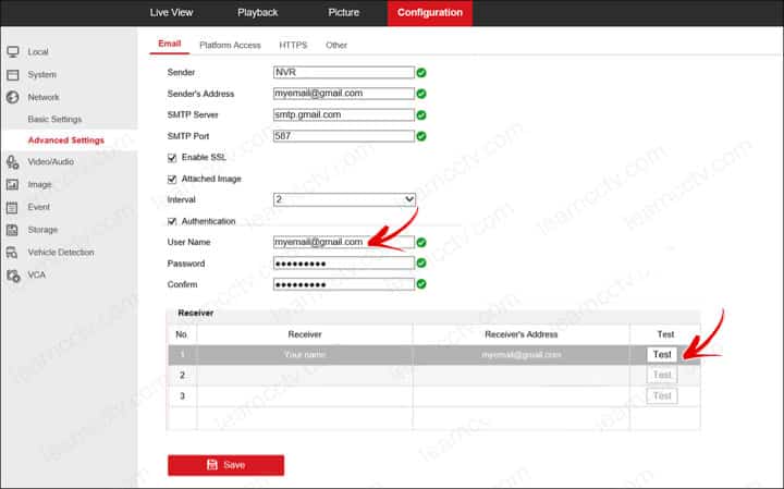 Hikvision-notification via gmail - Advanced settings Hikvision-notification via gmail - Advanced settings
