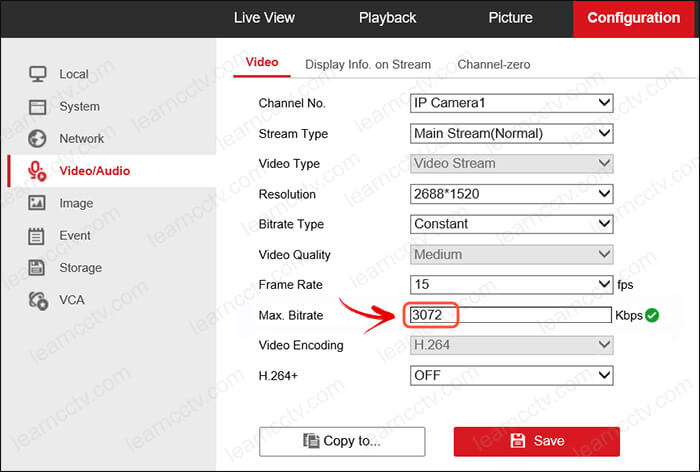 Hikvision NVR bitrate configuration Hikvision NVR bitrate configuration