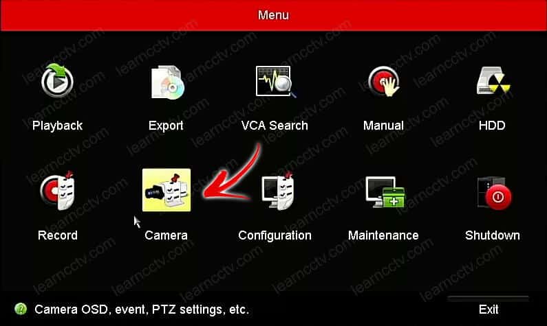 Hikvision NVR Camera Menu Hikvision NVR Camera Menu