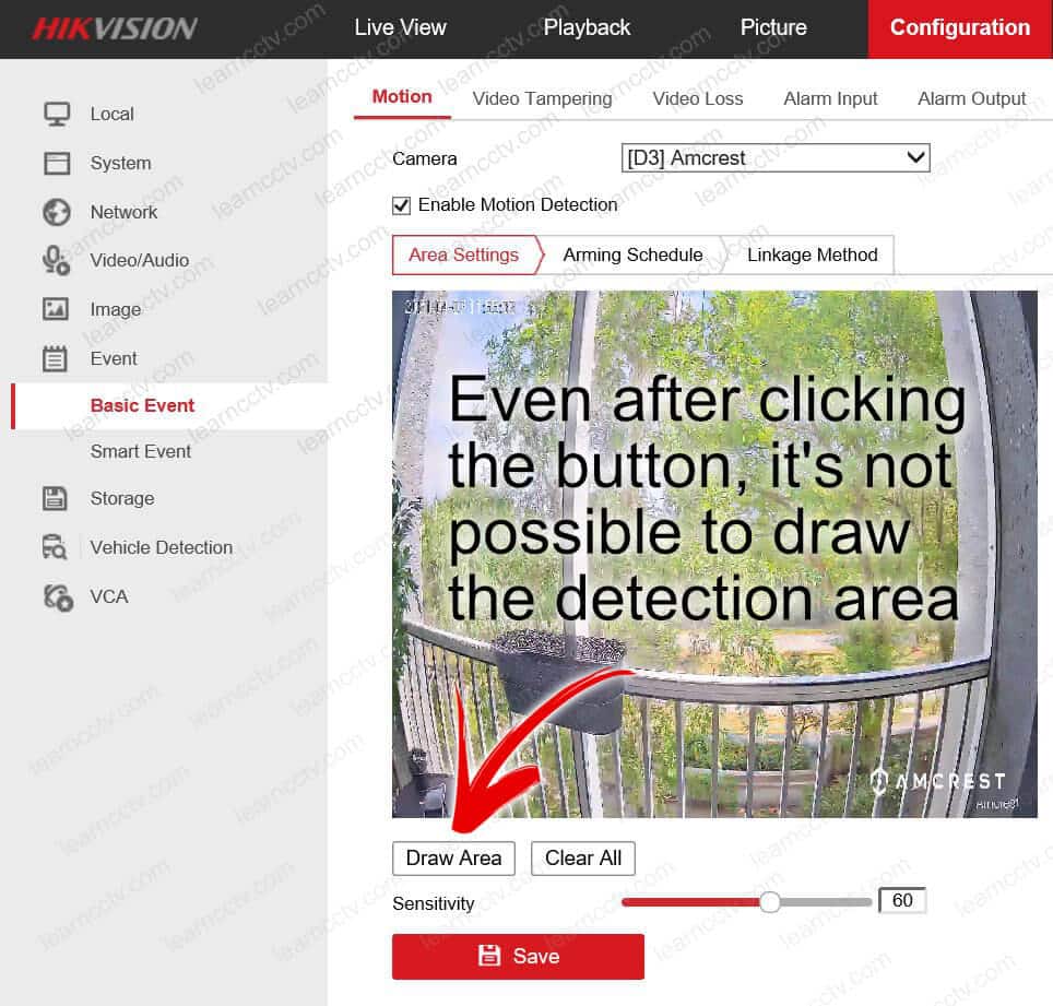 Hikvision NVR draw area screen not working Hikvision NVR draw area screen not working