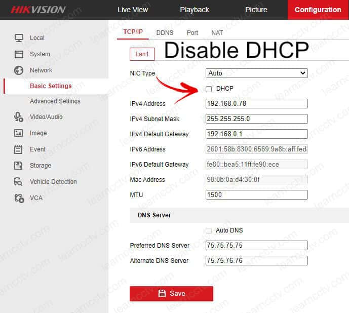 Hikvision NVR Network Menu Hikvision NVR Network Menu