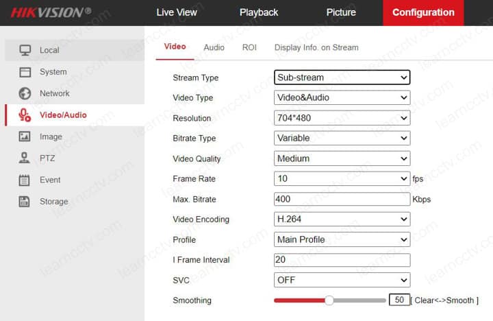 Hikvision substream configuration Hikvision substream configuration