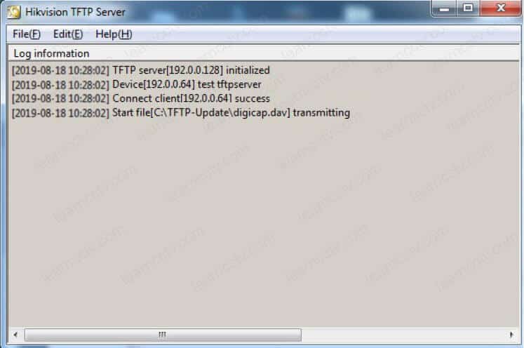 Hikvision TFTP Server transmitting Hikvision TFTP Server transmitting