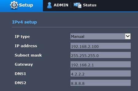 IP camera network menu IP camera network menu