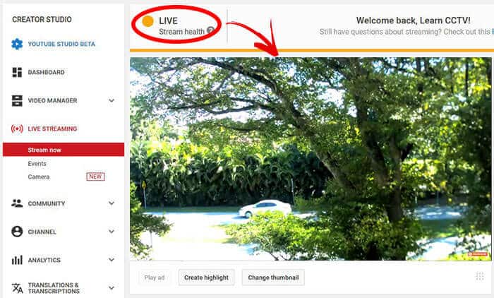 IP camera stream to YouTube Live IP camera stream to YouTube Live