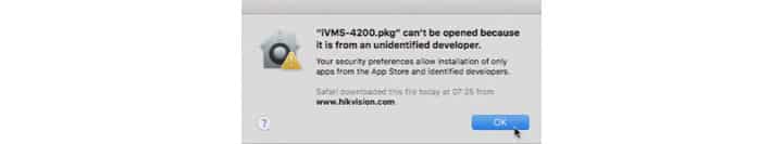 iVMS-4200 unidentified developer message iVMS-4200 unidentified developer message