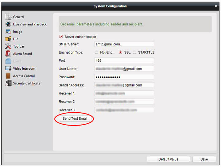 iVMS 4200 SMTP configuration iVMS 4200 SMTP configuration