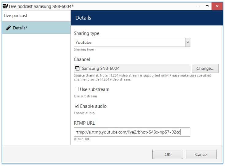 Luxriot Live Stream Server URL and Key Luxriot Live Stream Server URL and Key