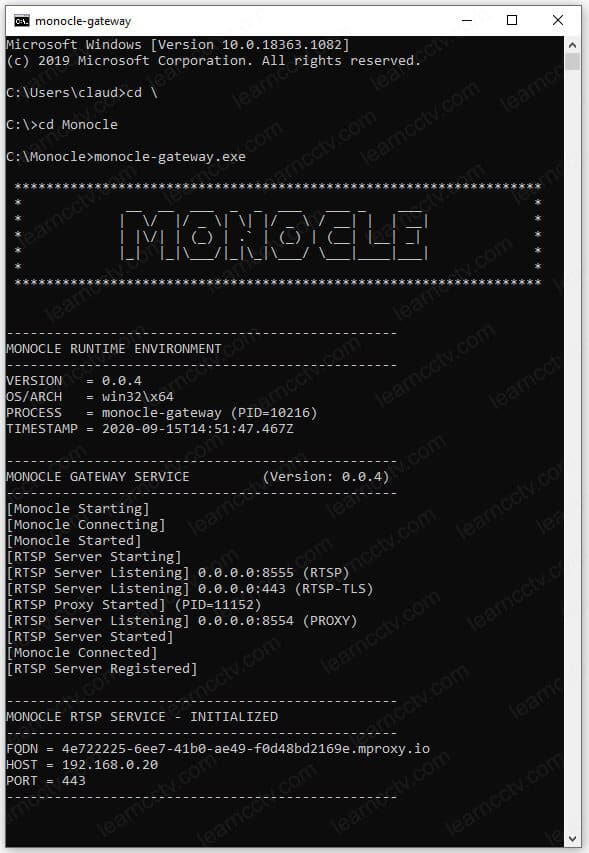 Monocle Gateway Running Monocle Gateway Running