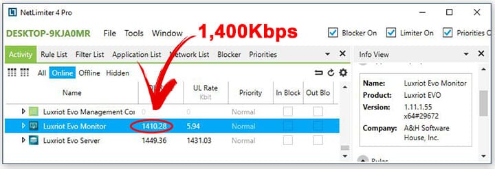 Net Limiter shows 1400 Kbps Net Limiter shows 1400 Kbps
