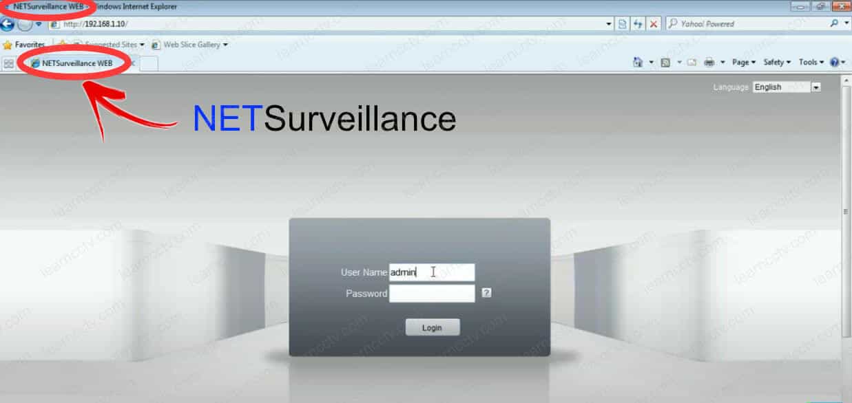 NetSurveillance DVR Web Interface identification NetSurveillance DVR Web Interface identification