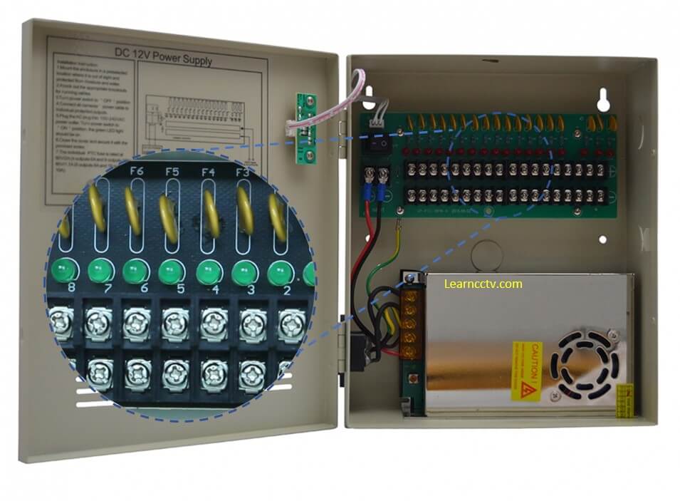 Professional CCTV power supply with PTC fuses Professional CCTV power supply with PTC fuses