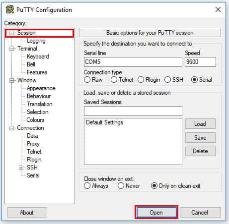 Putty-serial-connection Putty serial connection