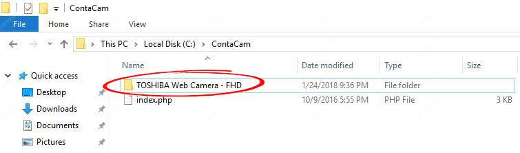 Recording Directory ContaCam recording directory