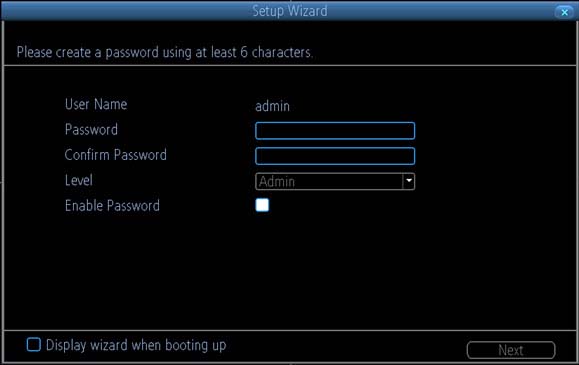 Reolink NVR Create New Password Screen Reolink NVR Create New Password Screen