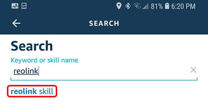 Search for Reolink Skill Search for Reolink Skill