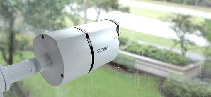 Security camera installed behind glass Security camera installed behind glass