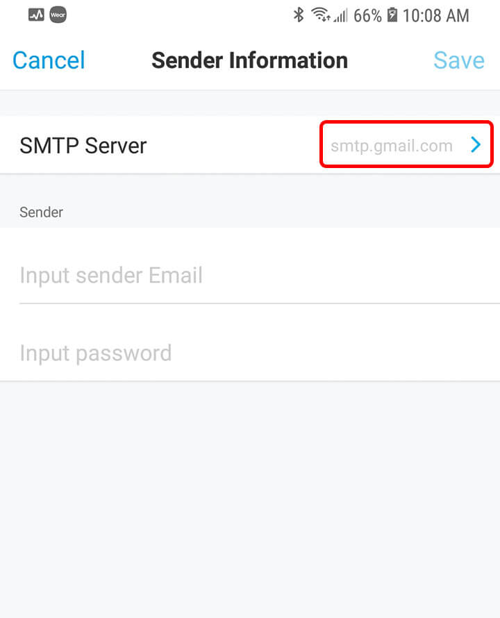 Sender Information SMTP Server Sender Information SMTP Server
