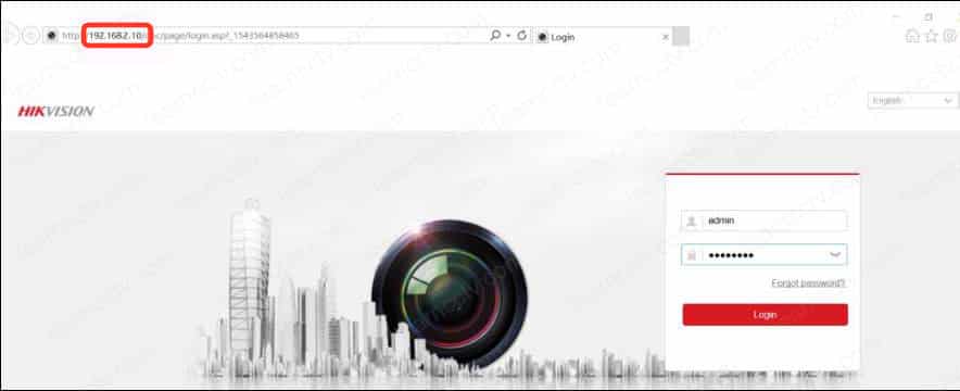 Web browser to login to the WiFi Camera Web browser to login to the WiFi Camera